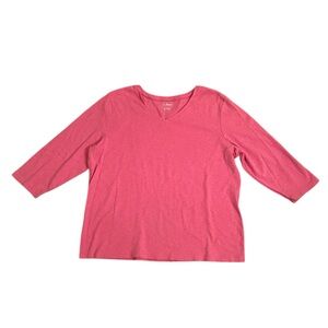 L. L Bean Three Quarters Sleeve Top Pink Women’s Size XL